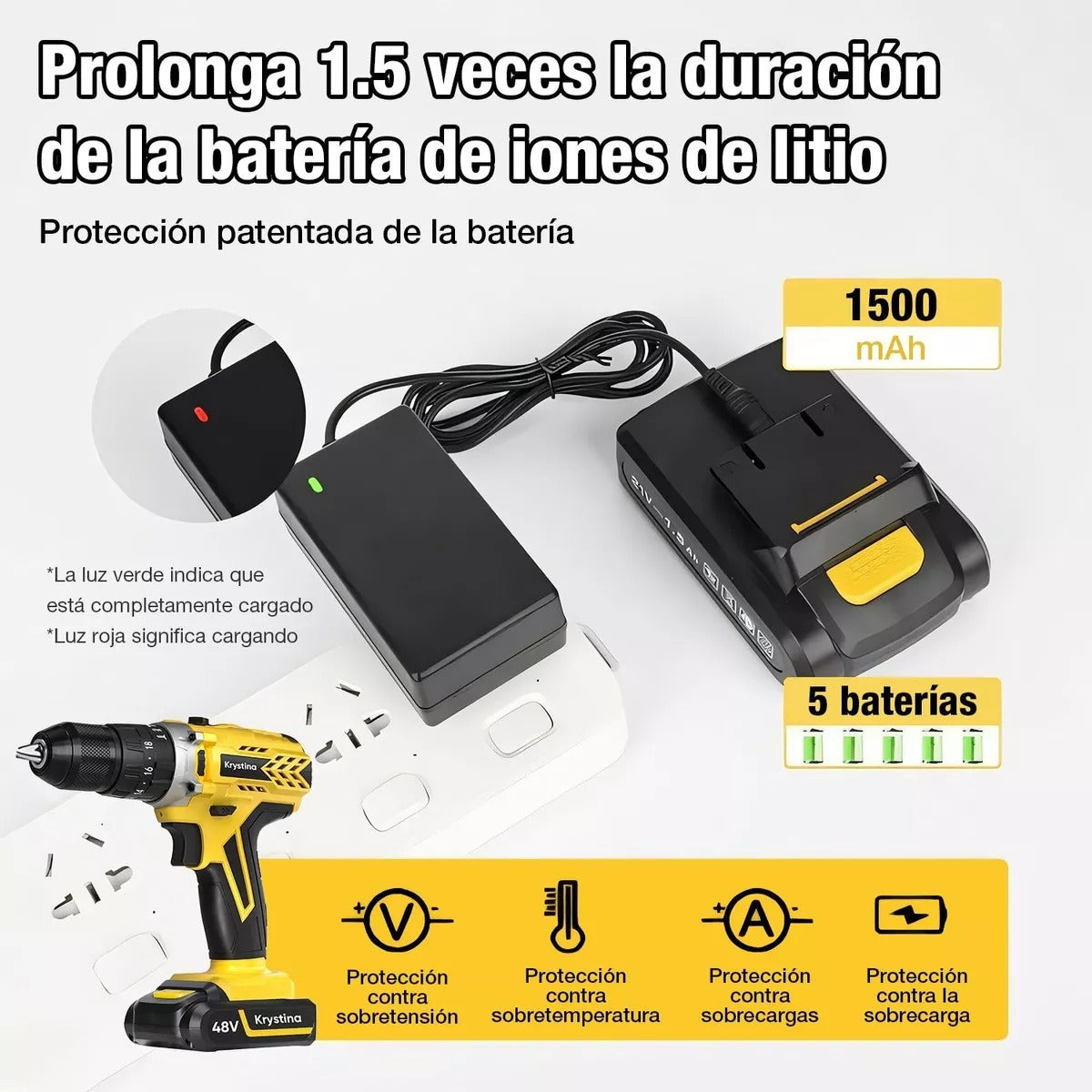 Kit Taladro Portatil Electrico 48v 2 baterias