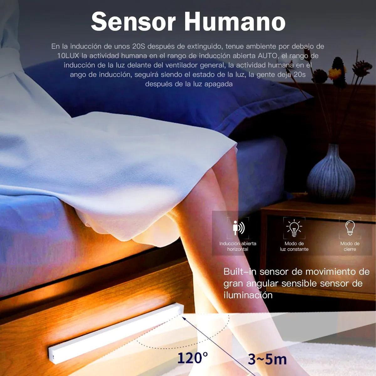 Focos de luz led 6 piezas sensor movimiento