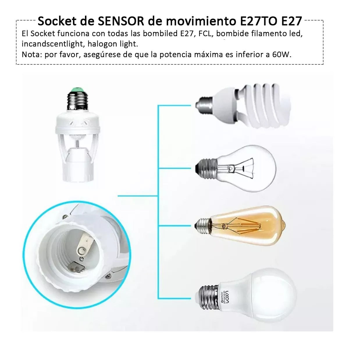 4 Socket con sensor de movimiento