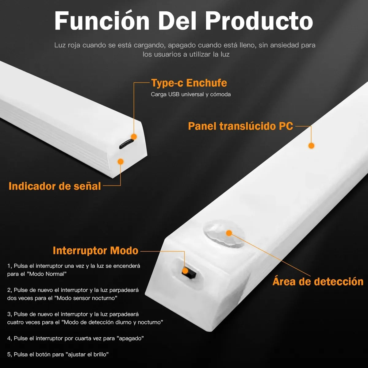 Focos de luz led 6 piezas sensor movimiento