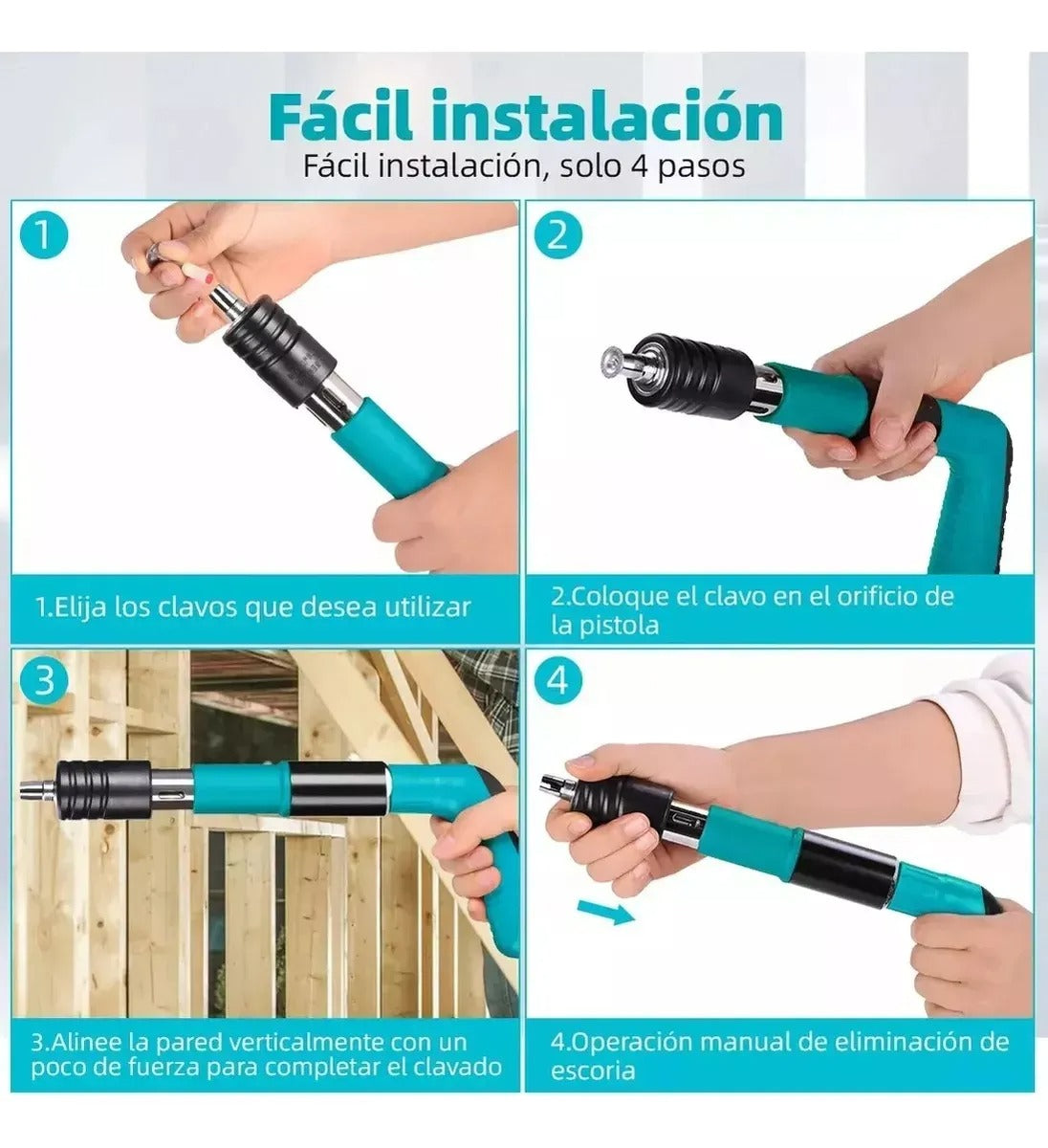 Pistola de clavos de acero alta calidad Incluye Clavos