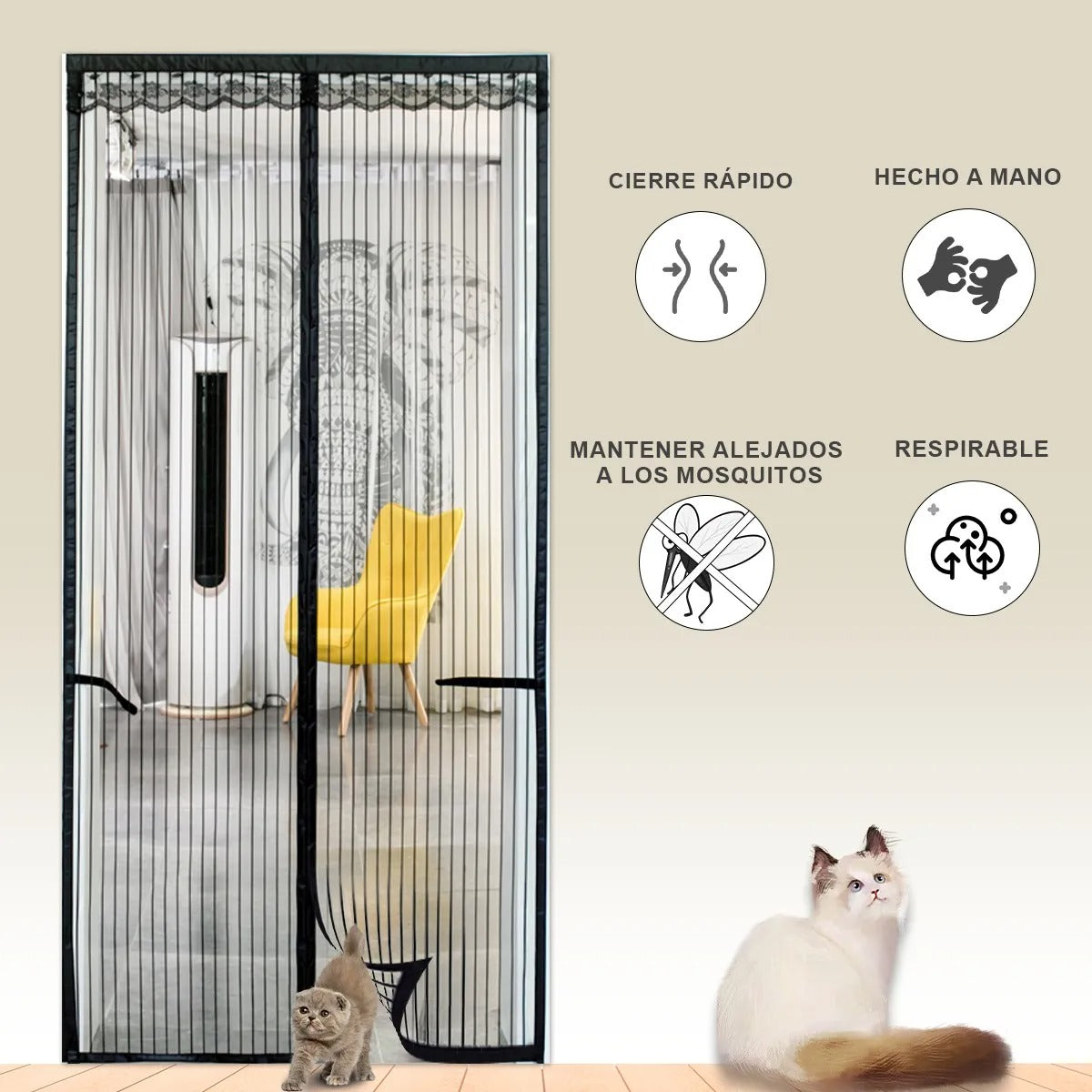 2pz Cortina Mosquitera Magnetica 100x210CM