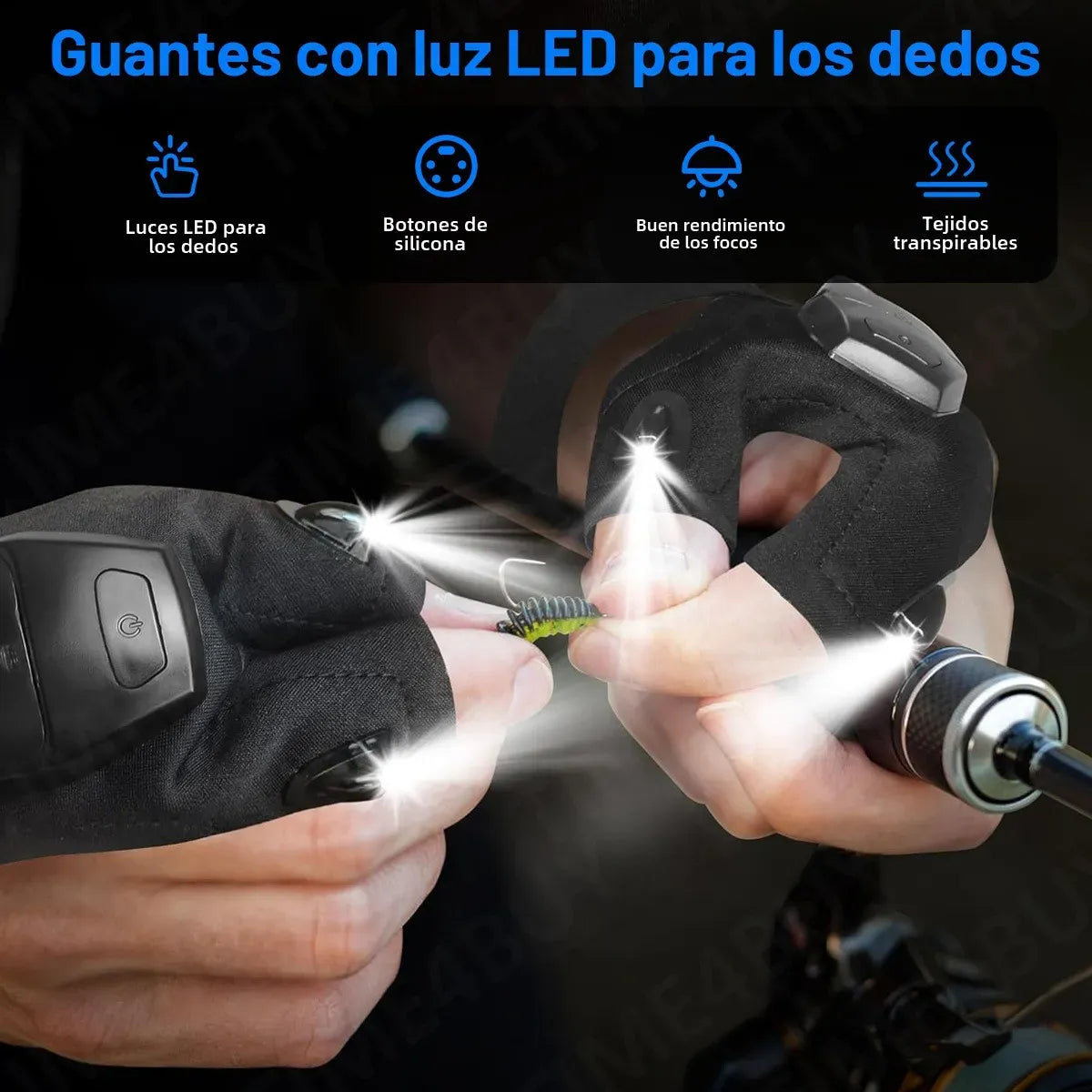 2 Pares Guantes con Linterna Led