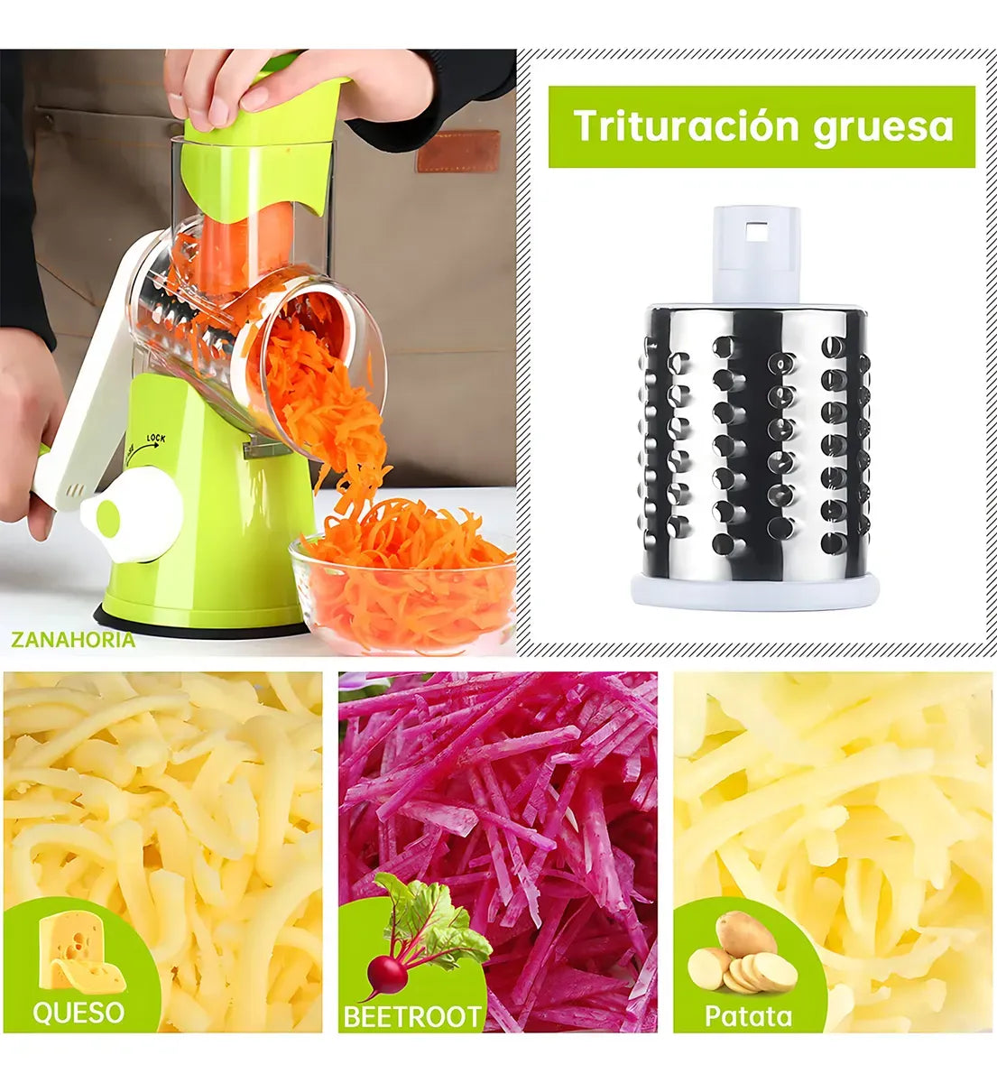 Rallador Cortador Verduras 3 en 1