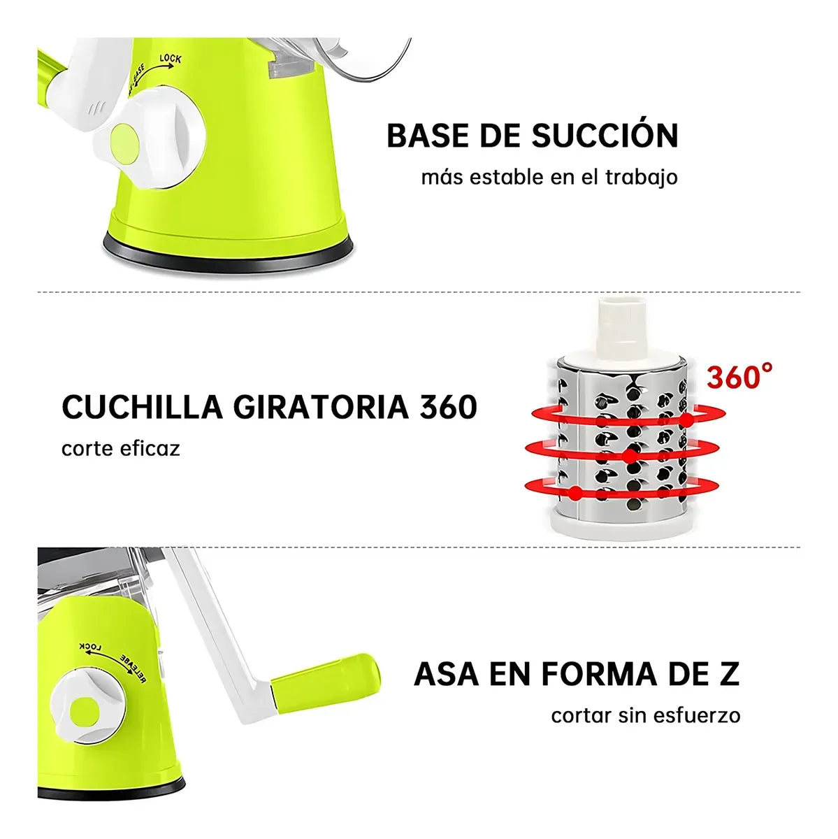 Rallador Cortador Verduras 3 en 1
