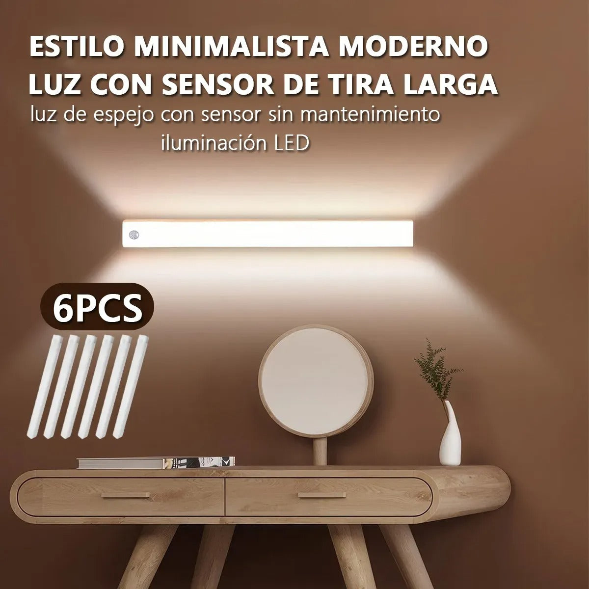 6pz Luces Sensor Movimiento Recargables