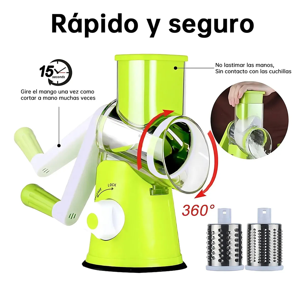 Rallador Cortador Verduras 3 en 1