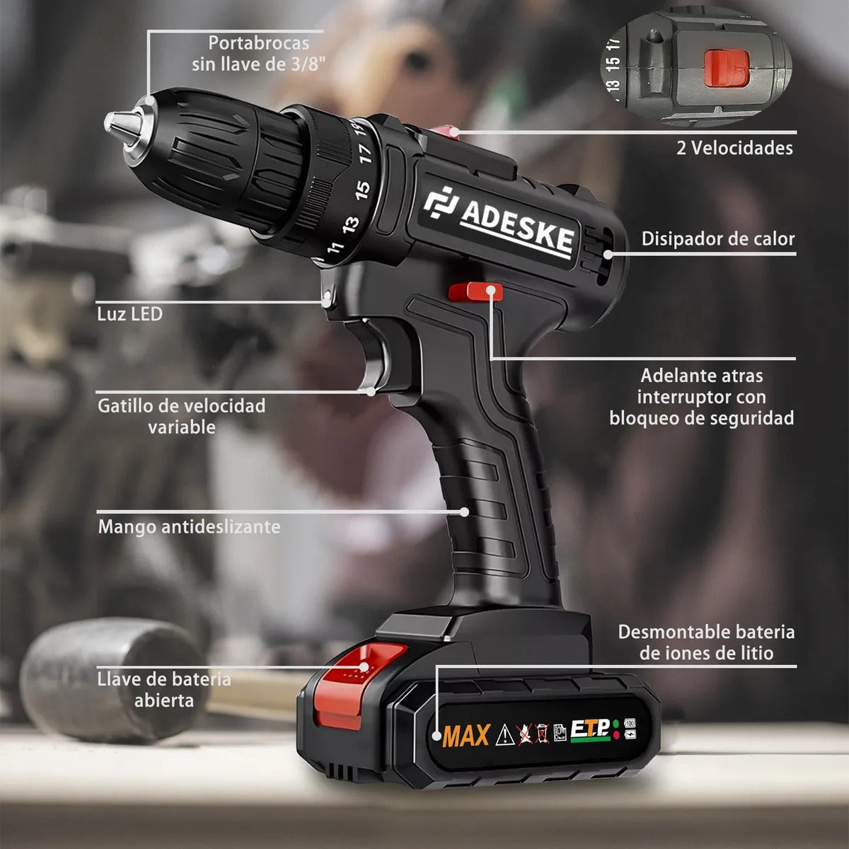 Kit Taladro Portatil Electrico 2 baterias