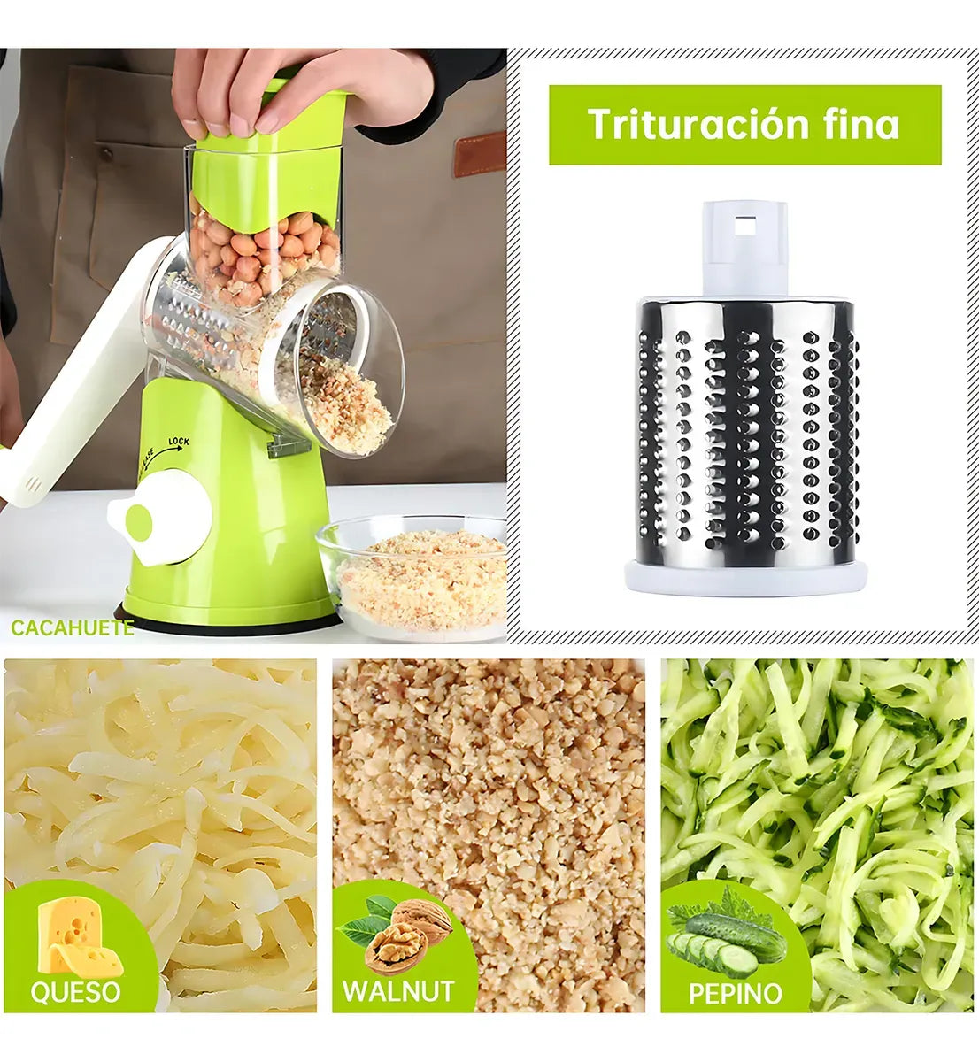 Rallador Cortador Verduras 3 en 1