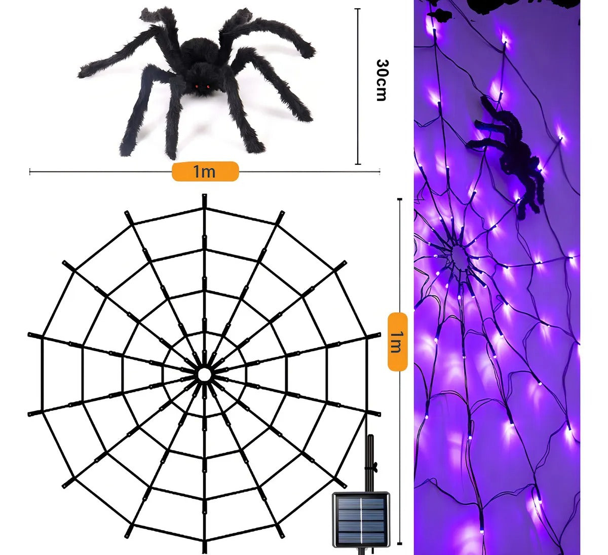 Telaraña Decoracion Halloween Carga Solar