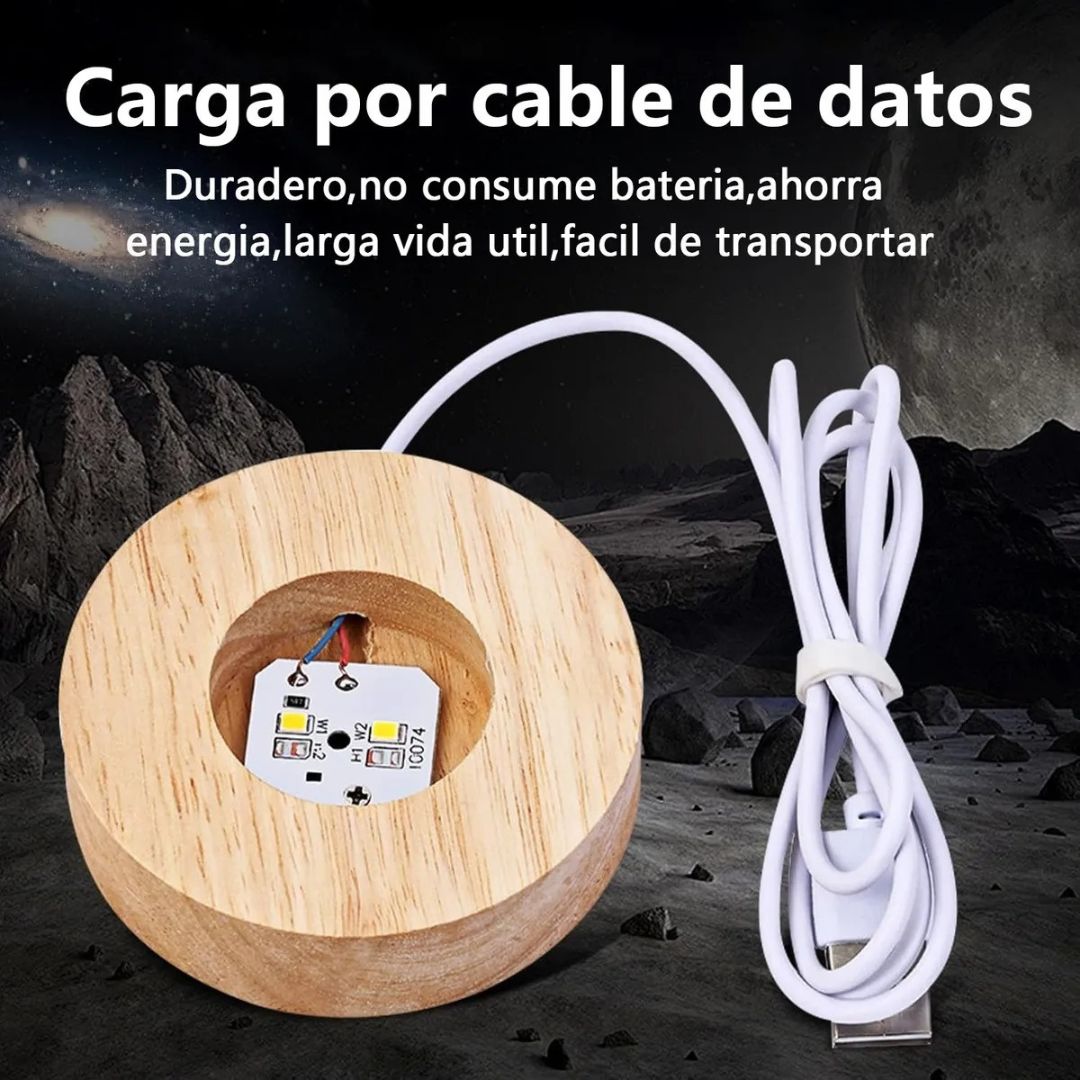 2x1 Lampara Cristal Luz Led Saturno y Galaxia