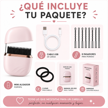 Mini Cepillo Alisador Recargable