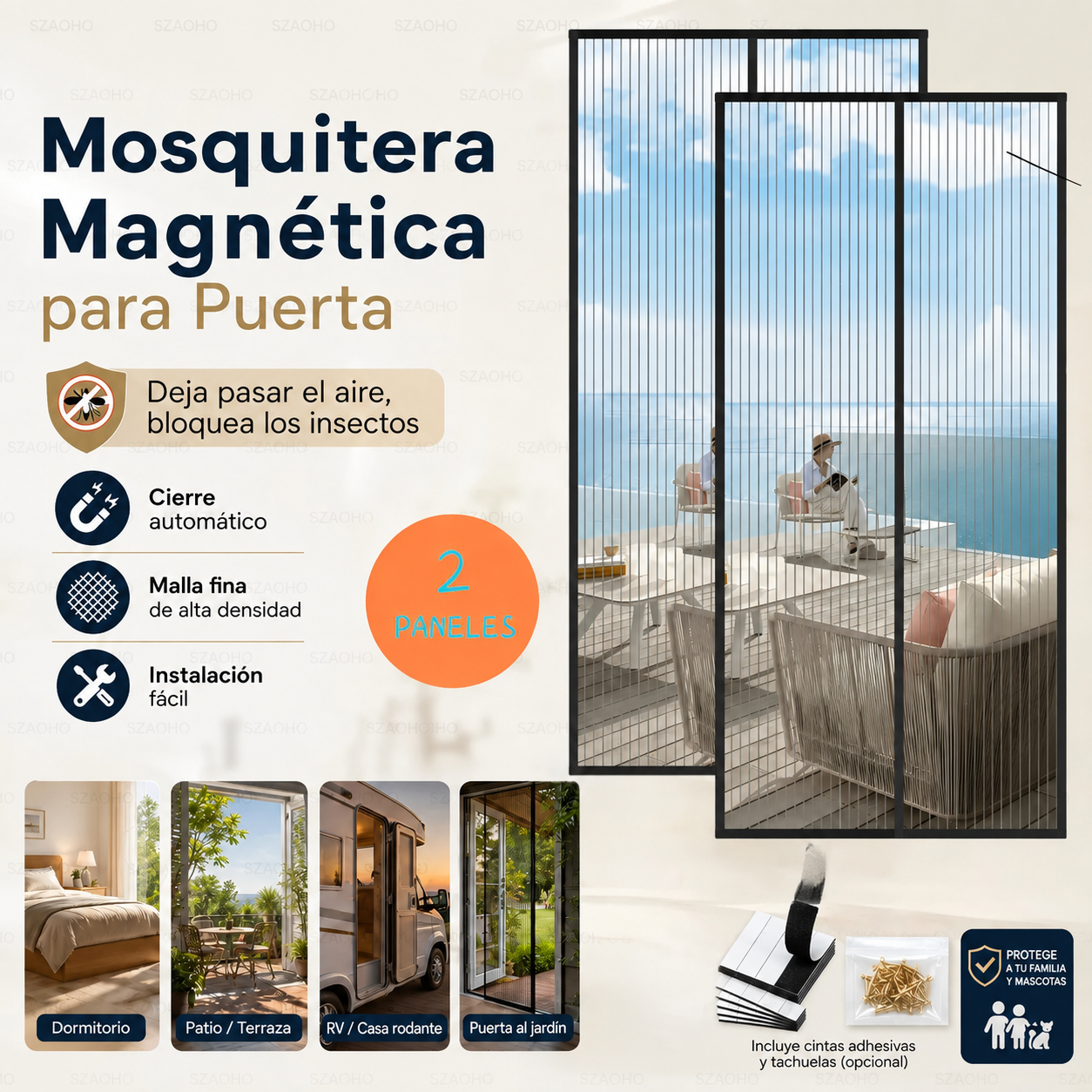 2 Cortinas Mosquiteras para Puerta 100x210cm