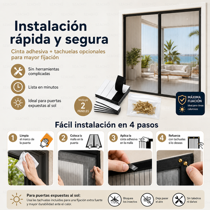 2 Cortinas Mosquiteras para Puerta 100x210cm