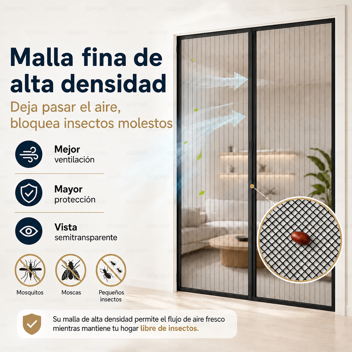 2 Cortinas Mosquiteras para Puerta 100x210cm