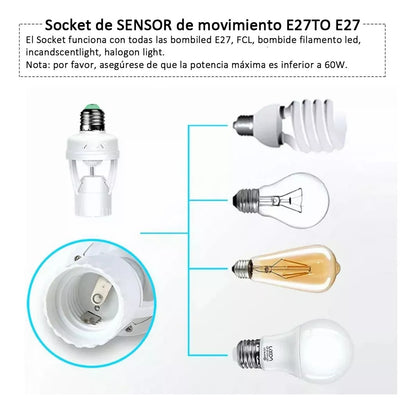 4 Socket con sensor de movimiento