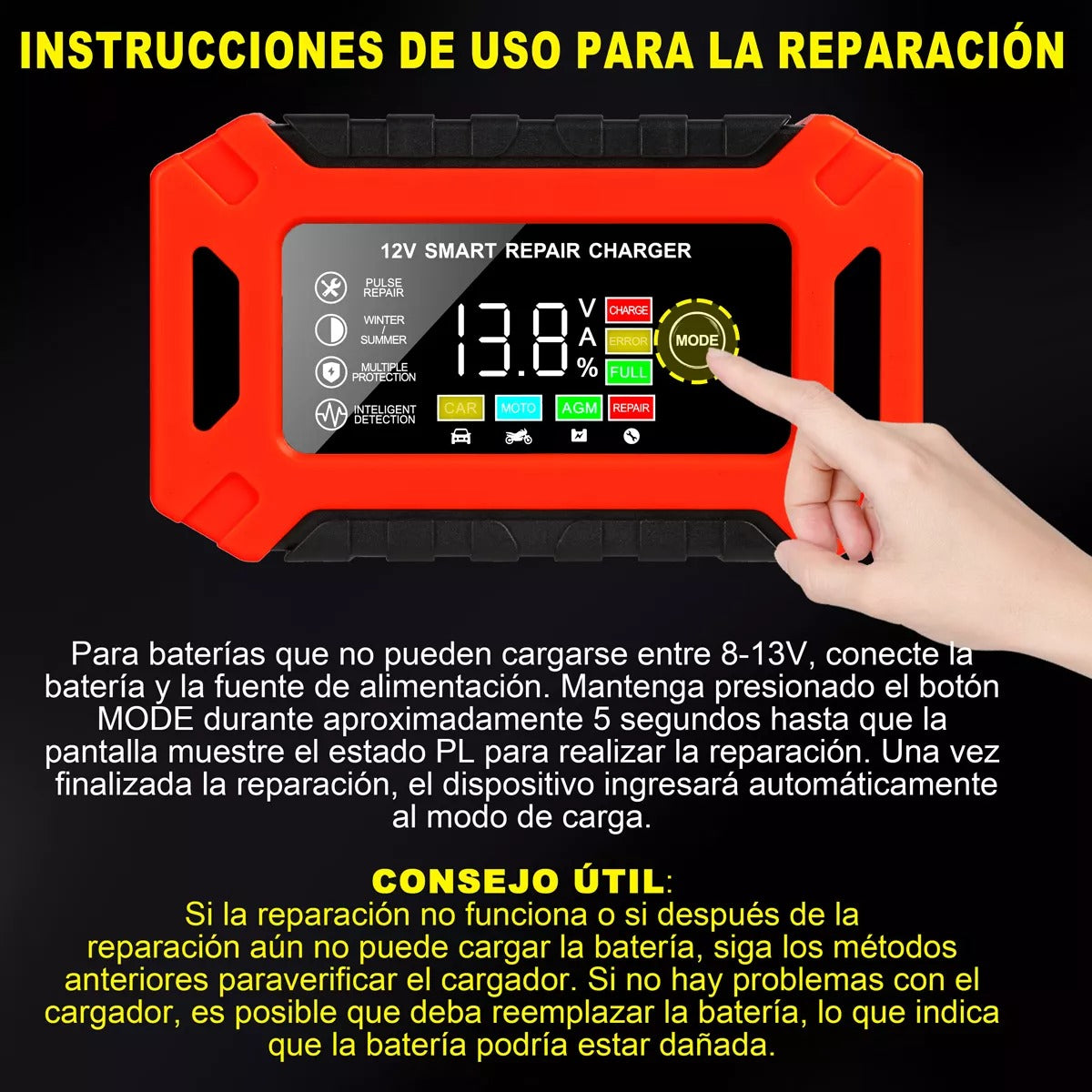 Cargador inteligente para baterias 12V