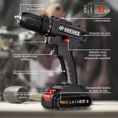 Kit Taladro Portatil Electrico 2 baterias