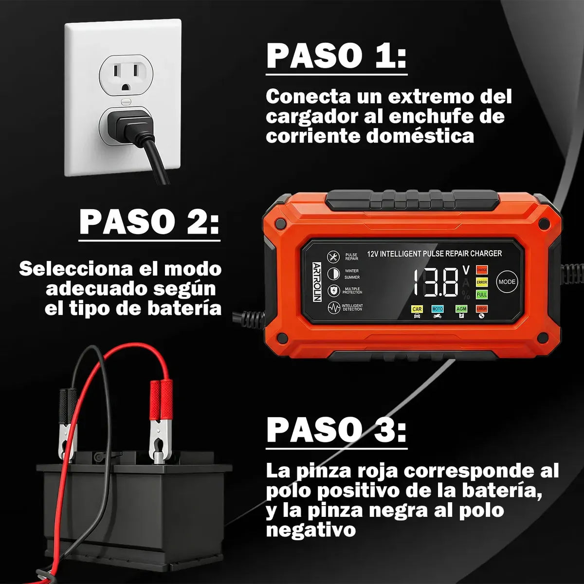 Cargador de Baterías Inteligente 12V 6A