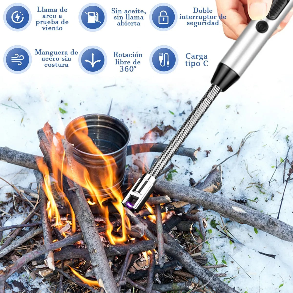 2x1 Encendedor Eléctrico Portátil Recargable