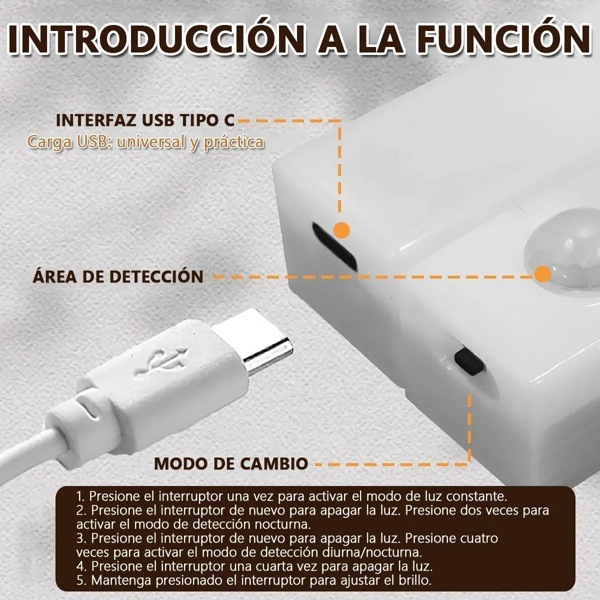 6pz Luces Sensor Movimiento Recargables