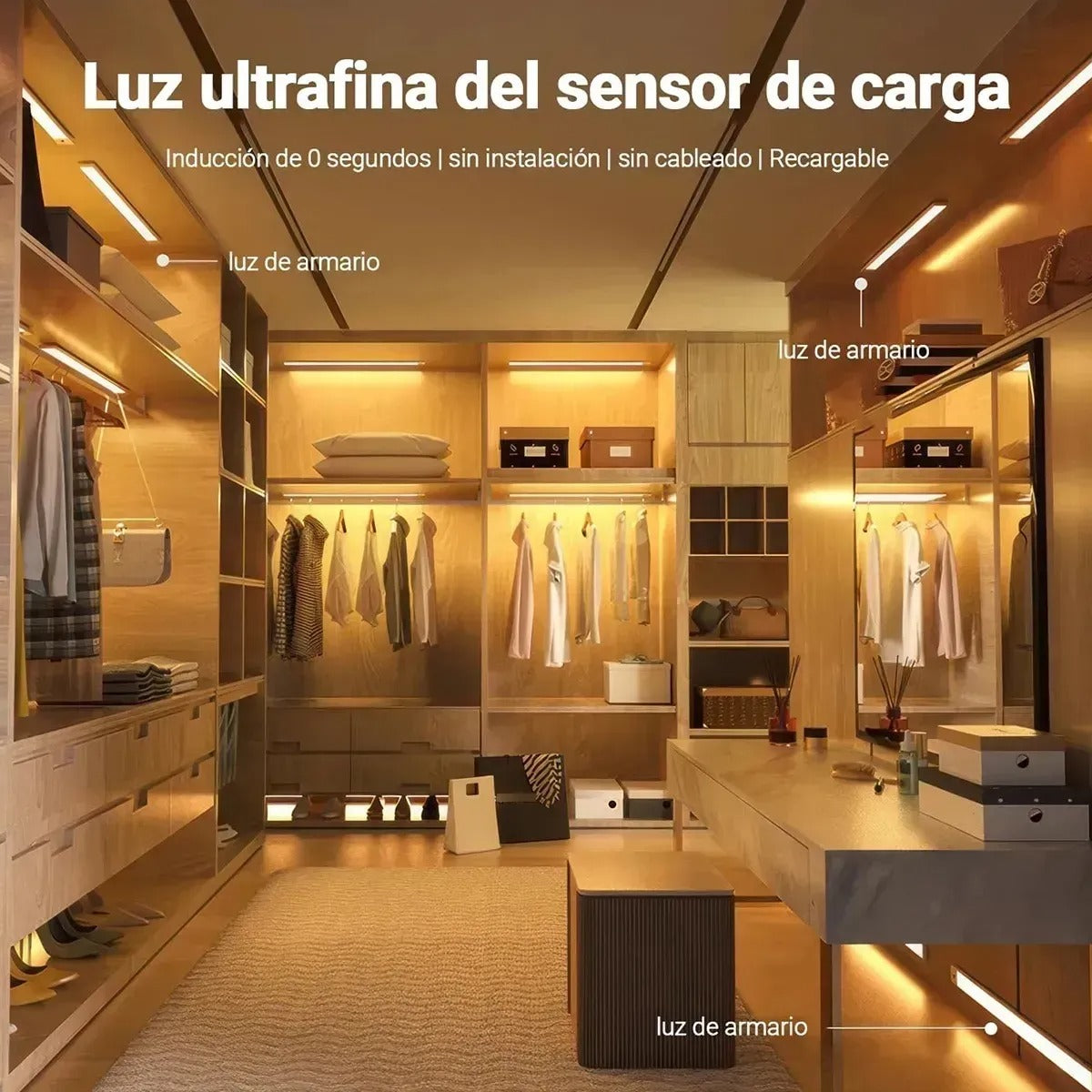 6pz Luces Sensor Movimiento Recargables
