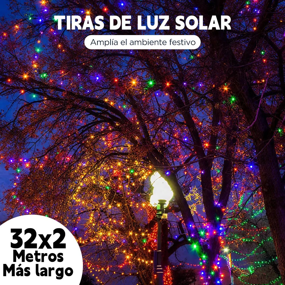 2x1 Luces Solares Navideñas 32 metros
