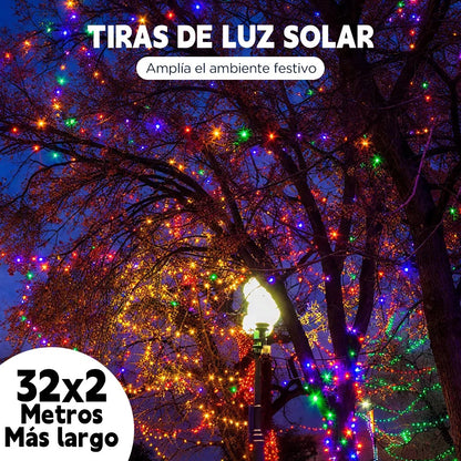 2x1 Luces Solares Navideñas 32 metros