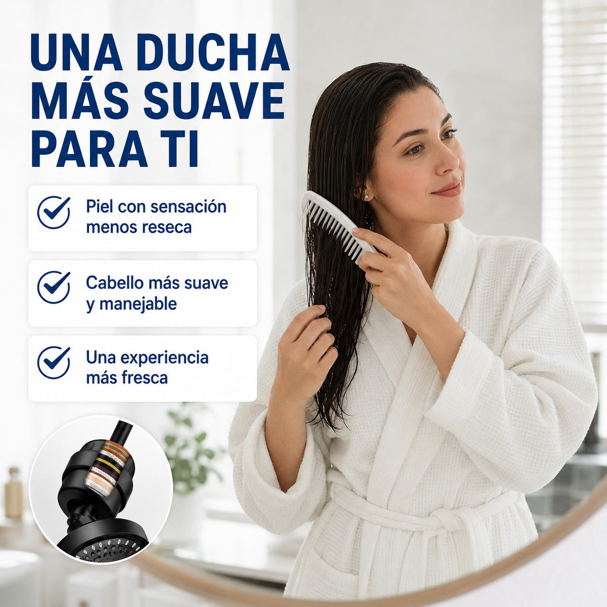 Cabezal con Filtro Alta Presion para Baño