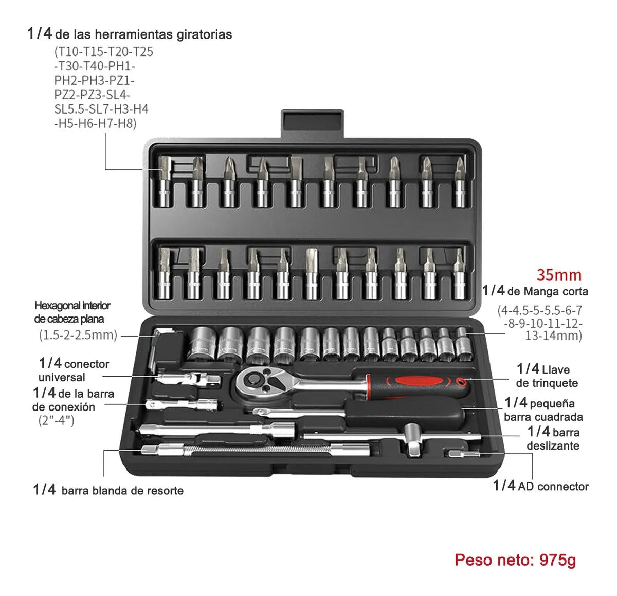 Juego de Herramientas 46 Piezas Alta Calidad