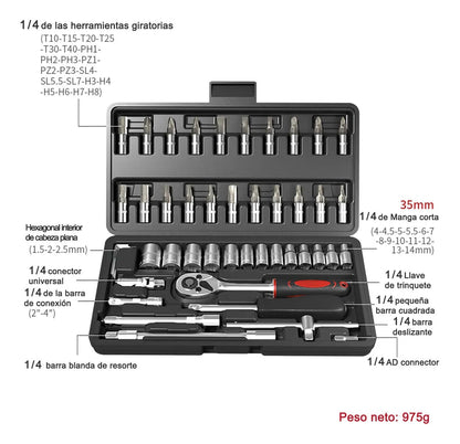 Juego de Herramientas 46 Piezas Alta Calidad