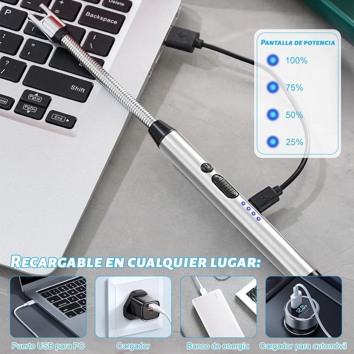2x1 Encendedor Eléctrico Portátil Recargable