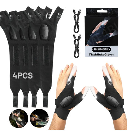 2 Pares Guantes con Linterna Led