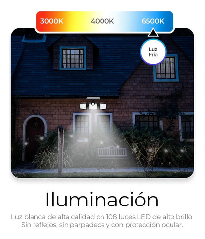Lampara solar 3 cabezales led sensor movimiento