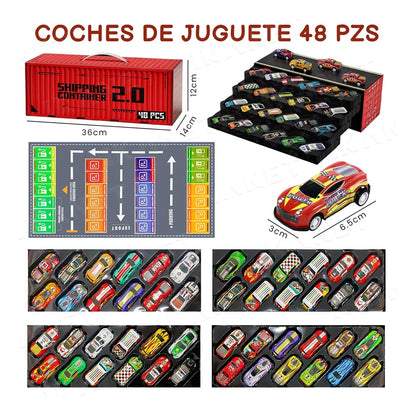 Contenedor de 48 Carritos con Pista de Carrera